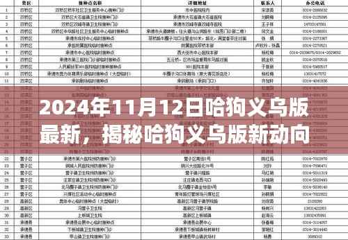 揭秘哈狗义乌版新动向,深度解读与最新动态(2024年11月12日)
