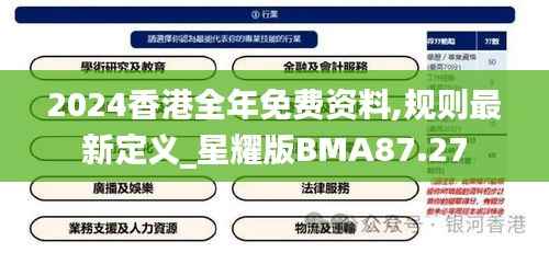 2024香港全年免费资料,规则最新定义_星耀版BMA87.27