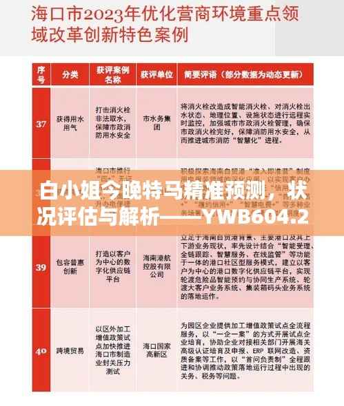 白小姐今晚特马精准预测,状况评估与解析——YWB604.22便携版