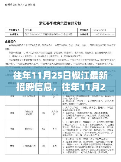 往年11月25日椒江最新招聘信息汇总与聚焦