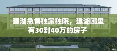 建湖急售独家独院,建湖哪里有30到40万的房子