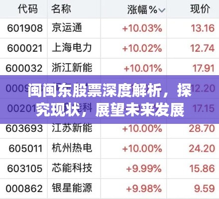闽闽东股票深度解析,探究现状,展望未来发展