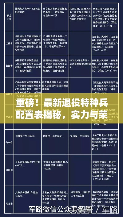 重磅！最新退役特种兵配置表揭秘，实力与荣耀并存