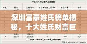 深圳富豪姓氏榜单揭秘，十大姓氏财富巨头排行榜